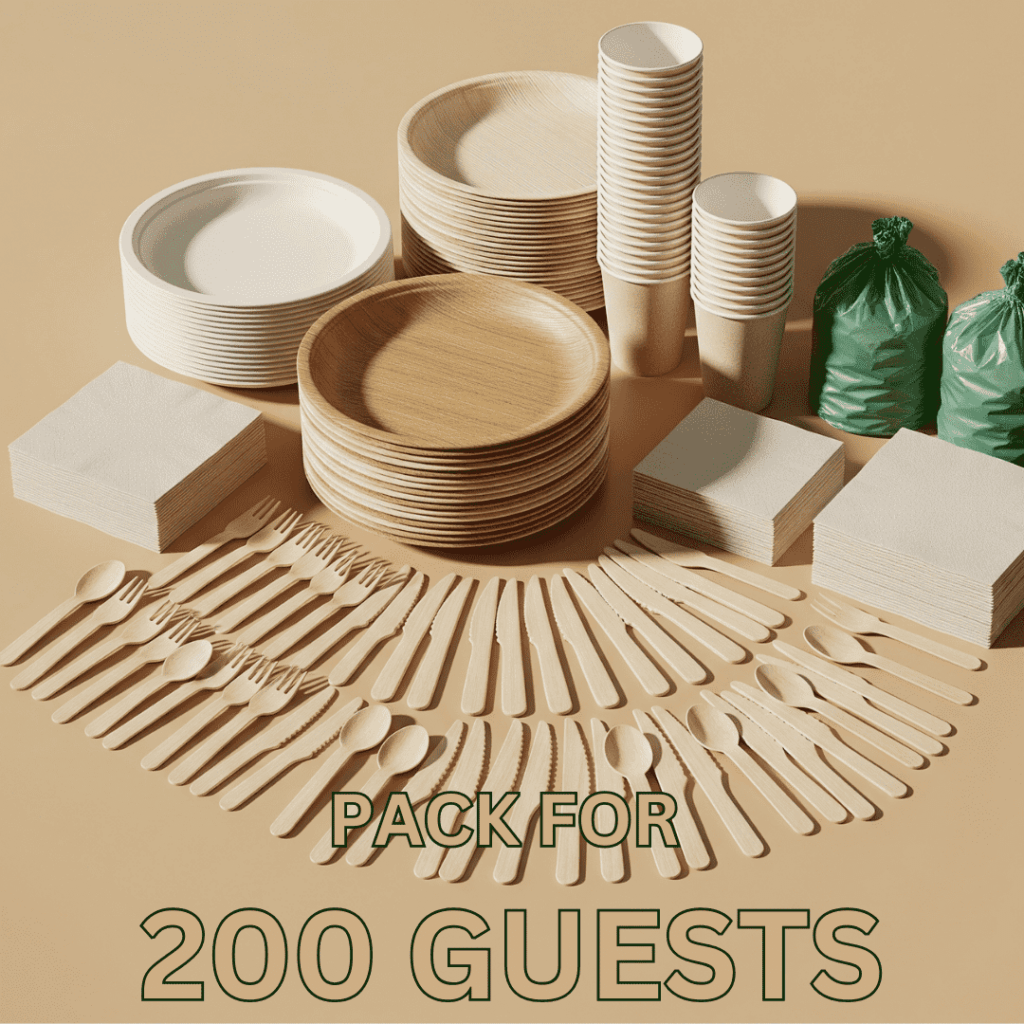 Eco-friendly compostable Forest Pack – 200 Guests party supplies NZ