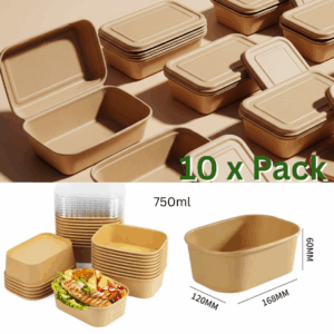 Eco-friendly food containers with lids – 10 pack disposable takeaway boxes