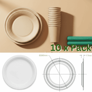 Biodegradable eco-friendly plates – 10 pack for parties & events.