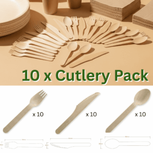 Eco-friendly biodegradable cutlery set – 10 pack sustainable party utensils.